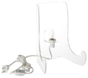 Plymor Clear Acrylic Lighted Flat Back Easel with Shallow Support Ledges, 9" H x 6.75" W x 5.25" D