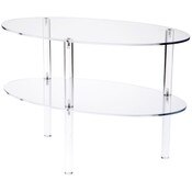 Plymor Clear Acrylic Oval Double Shelf Display, 18" W x 10" D x 12.25" H