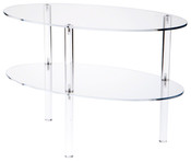 Plymor Clear Acrylic Oval Double Shelf Display, 18" W x 10" D x 12.25" H