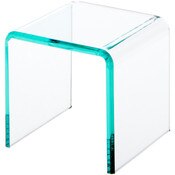 Plymor Clear Acrylic "Green Glass-Look Beveled Edge" Display Riser, 4" x 4" x 4" (1/4" thick)