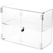 Plymor Clear Acrylic Rectangular Locking Display Case, 1 Shelf, 12" H x 16" W x 7" D