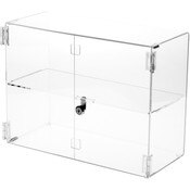 Plymor Clear Acrylic Rectangular Locking Display Case, 1 Shelf, 12" H x 16" W x 7" D