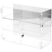 Plymor Clear Acrylic Rectangular Locking Display Case, 2 Shelves (Mirrored), 12" H x 16" W x 7" D