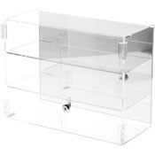 Plymor Clear Acrylic Rectangular Locking Display Case, 2 Shelves (Mirrored), 12" H x 16" W x 7" D