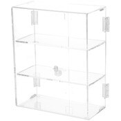 Plymor Clear Acrylic Rectangular Locking Display Case, 2 Shelves, 12.75" H x 10.25" W x 5" D