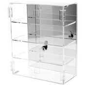 Plymor Clear Acrylic Rectangular Locking Display Case, 3 Shelves (Mirrored), 12.75" H x 10.25" W x 5" D