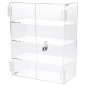 Plymor Clear Acrylic Rectangular Locking Display Case, 3 Shelves, 12.75" H x 10.25" W x 5" D