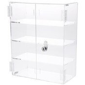 Plymor Clear Acrylic Rectangular Locking Display Case, 3 Shelves, 12.75" H x 10.25" W x 5" D