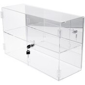 Plymor Clear Acrylic Rectangular Locking Display Case, 1 Shelf (Mirrored), 13" H x 21" W x 7.5" D