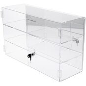 Plymor Clear Acrylic Rectangular Locking Display Case, 2 Shelves (Mirrored), 13" H x 21" W x 7.5" D