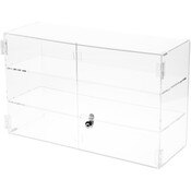 Plymor Clear Acrylic Rectangular Locking Display Case, 2 Shelves, 13" H x 21" W x 7.5" D