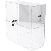 Plymor Clear Acrylic Rectangular Locking Display Case, 1 Shelf (Mirrored), 16.5" H x 16.25" W x 7" D