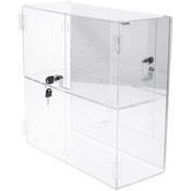 Plymor Clear Acrylic Rectangular Locking Display Case, 1 Shelf (Mirrored), 16.5" H x 16.25" W x 7" D