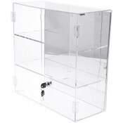 Plymor Clear Acrylic Rectangular Locking Display Case, 2 Shelves (Mirrored), 16.5" H x 16.25" W x 7" D