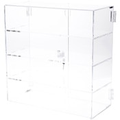 Plymor Clear Acrylic Rectangular Locking Display Case, 3 Shelves, 16.5" H x 16.25" W x 7" D