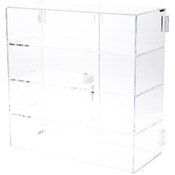 Plymor Clear Acrylic Rectangular Locking Display Case, 3 Shelves, 16.5" H x 16.25" W x 7" D