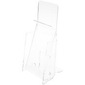 Plymor Clear Acrylic Pinch-Style Tri-Fold Brochure Literature Holder (Countertop), Fits Documents Up to 4" Wide