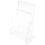 Plymor Clear Acrylic Pinch-Style Half-Sheet Paper Literature Holder (Countertop), Fits 8.5" x 5.5" Documents