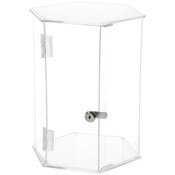Plymor Clear Acrylic Hexagonal Locking Display Case, No Shelves, 12.5" H x 9.5" W x 8.25" D