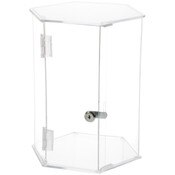 Plymor Clear Acrylic Hexagonal Locking Display Case, No Shelves, 12.5" H x 9.5" W x 8.25" D
