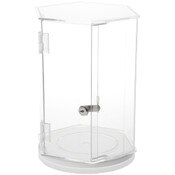 Plymor Clear Acrylic Hexagonal Locking Display Case, Rotating Base, No Shelf, 12.75" H x 9.5" W x 8.25" D