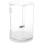 Plymor Clear Acrylic Hexagonal Locking Display Case, Rotating Base, No Shelf, 12.75" H x 9.5" W x 8.25" D