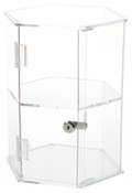 Plymor Clear Acrylic Hexagonal Locking Display Case, 1 Shelf, 12" H x 9.5" W x 8.25" D