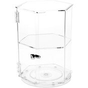 Plymor Clear Acrylic Hexagonal Locking Display Case, Rotating Base, 1 Shelf, 12.75" H x 9.75" W x 8.25" D