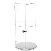Plymor Clear Acrylic Hexagonal Locking Display Case, Rotating Base, 1 Shelf, 18.75" H x 9.5" W x 8.25" D