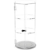 Plymor Clear Acrylic Hexagonal Locking Display Case, Rotating Base, 2 Shelves, 18.75" H x 9.5" W x 8.25" D