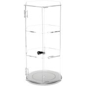 Plymor Clear Acrylic Hexagonal Locking Display Case, Rotating Base, 2 Shelves, 18.75" H x 9.5" W x 8.25" D