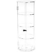 Plymor Clear Acrylic Hexagonal Locking Display Case, Rotating Base, 3 Shelves, 24.5" H x 9.5" W x 9.5" D