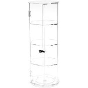 Plymor Clear Acrylic Hexagonal Locking Display Case, Rotating Base, 3 Shelves, 24.5" H x 9.5" W x 9.5" D