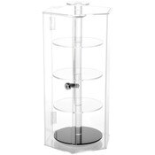 Plymor Clear Acrylic Hexagonal Locking Display Case, Rotating Shelves, 19.25" H x 8.625" W x 8.625" D