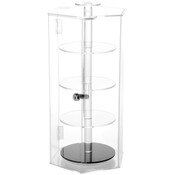 Plymor Clear Acrylic Hexagonal Locking Display Case, Rotating Shelves, 19.25" H x 8.625" W x 8.625" D