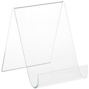 Plymor Clear Acrylic Flat Back Display Easel with Rounded Front, 6.5" H x 5.5" W x 6.5" D