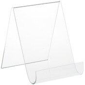 Plymor Clear Acrylic Flat Back Display Easel with Rounded Front, 6.5" H x 5.5" W x 6.5" D