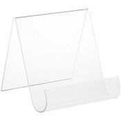 Plymor Clear Acrylic Flat Back Display Easel with Rounded Front, 8" H x 7.5" W x 8.5" D