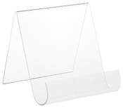Plymor Clear Acrylic Flat Back Display Easel with Rounded Front, 8" H x 7.5" W x 8.5" D