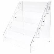 Plymor Clear Acrylic 4-Level Tilted Card Display Rack, 24.375" W x 19.5" D x 26" H