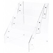 Plymor Clear Acrylic 3-Level Tilted Card Display Rack, 16.375" W x 14.75" D x 19.75" H