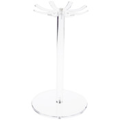 Plymor Clear Acrylic Rotating Necklace / Keychain Display Stand Holder, 13" H x 8" W x 8" D (Has 8 Hooks for Necklaces)