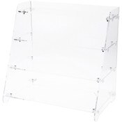 Plymor Clear Acrylic Angled Front 4-Shelf Display Unit, 18" H x 18.5" W x 11.5" D