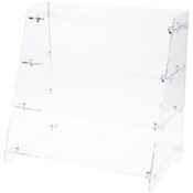 Plymor Clear Acrylic Angled Front 4-Shelf Display Unit, 18" H x 18.5" W x 11.5" D