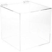Plymor Clear Acrylic Display Case Box With Hinged Lid, 10" x 10" x 10"
