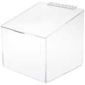 Plymor Clear Acrylic Display Case Box With Angled Top & Hinged Lid, 10" x 10" x 10"