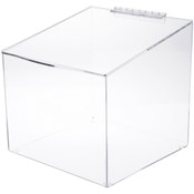 Plymor Clear Acrylic Display Case Box With Angled Top & Hinged Lid, 12" x 12" x 12"