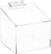 Plymor Clear Acrylic Display Case Box With Angled Top & Hinged Lid, 4" x 4" x 4"