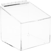 Plymor Clear Acrylic Display Case Box With Angled Top & Hinged Lid, 6" x 6" x 6"