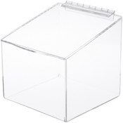 Plymor Clear Acrylic Display Case Box With Angled Top & Hinged Lid, 8" x 8" x 8"